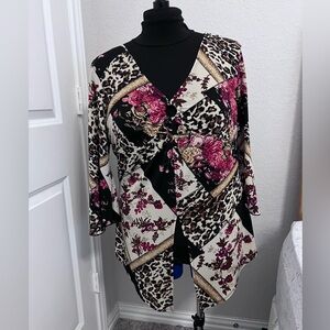 Floral and Leopard Print Women's Top